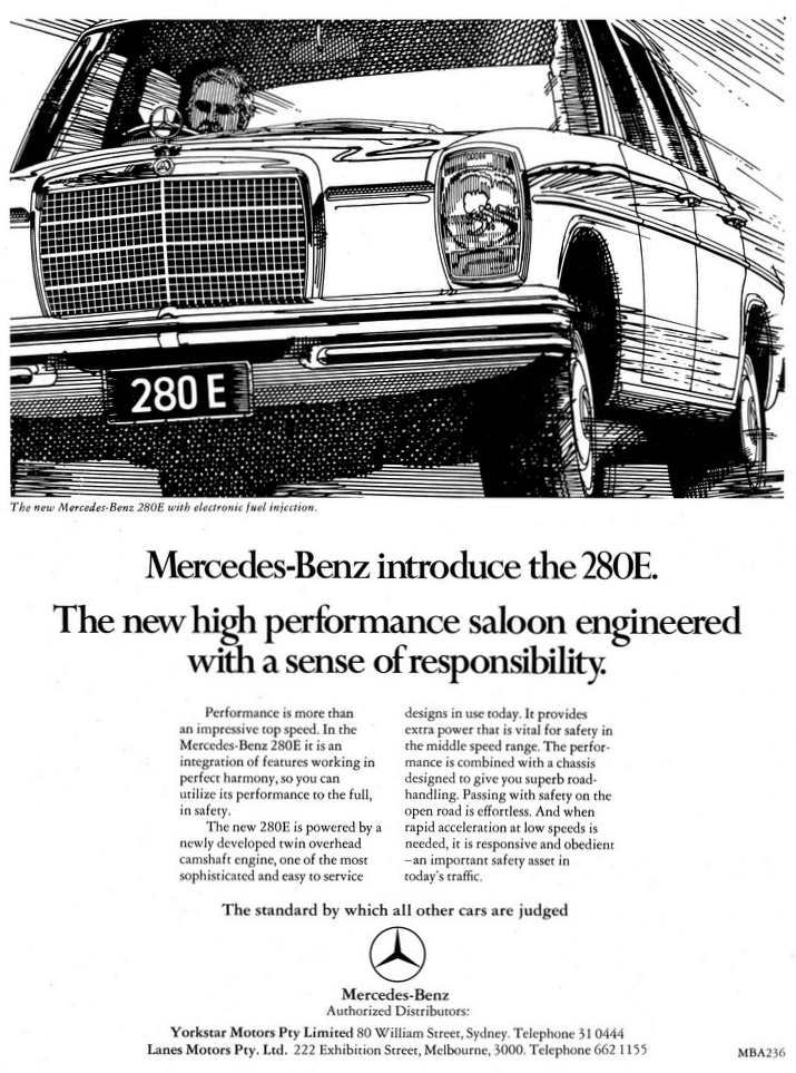 1972 Mercedes Benz 280 E W114 Compact Sedan